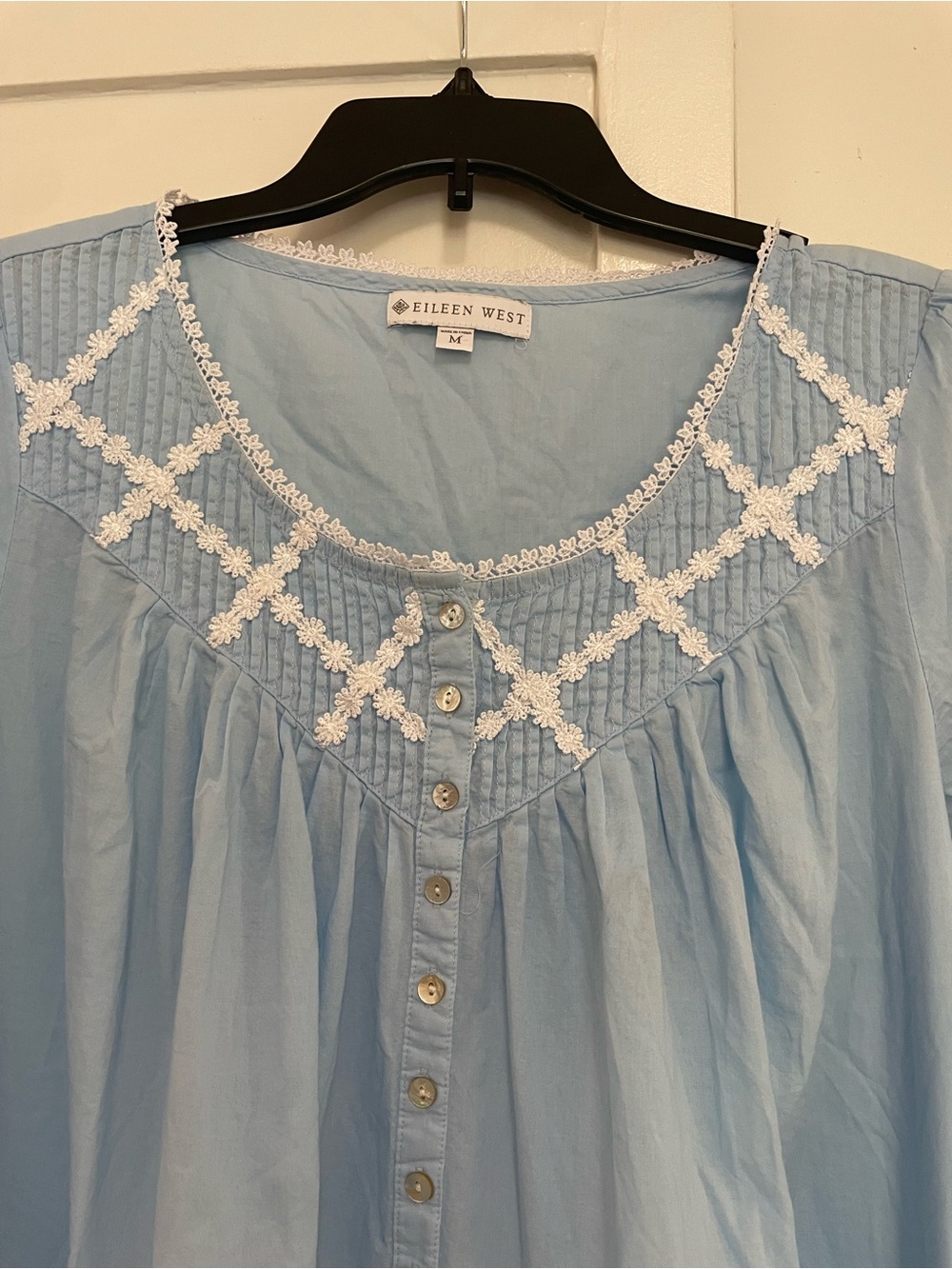 Eileen West Light Blue Nightgown with White Lace Trim pintuck ballet medium - Picture 2 of 7